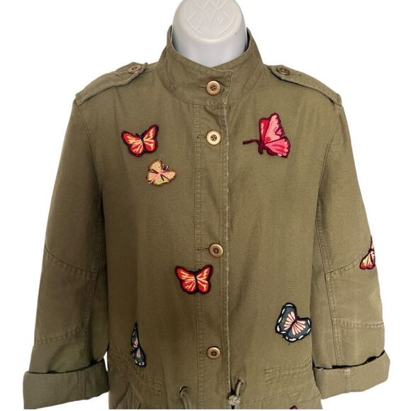 MELROSE And MARKET Women’s Butterfly Patch Army Green Jacket Size Small - Picture 6 of 12